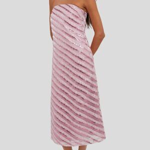 Tuckernuck Soft Pink Shimmer Stripes Mila Strapless Midi Dress
